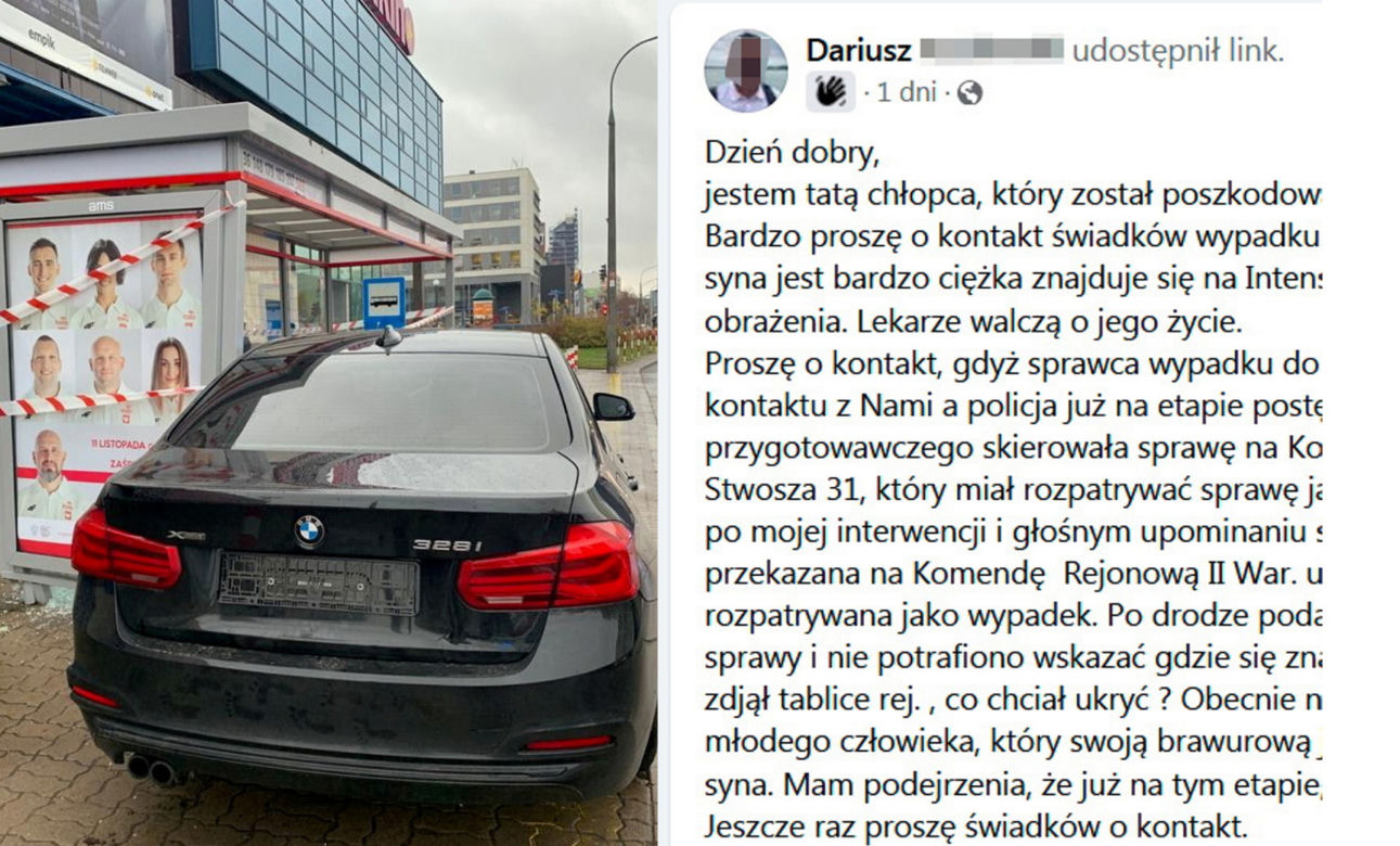 Ojciec zrozpaczony po wypadku syna. „Lekarze walczą o jego życie”