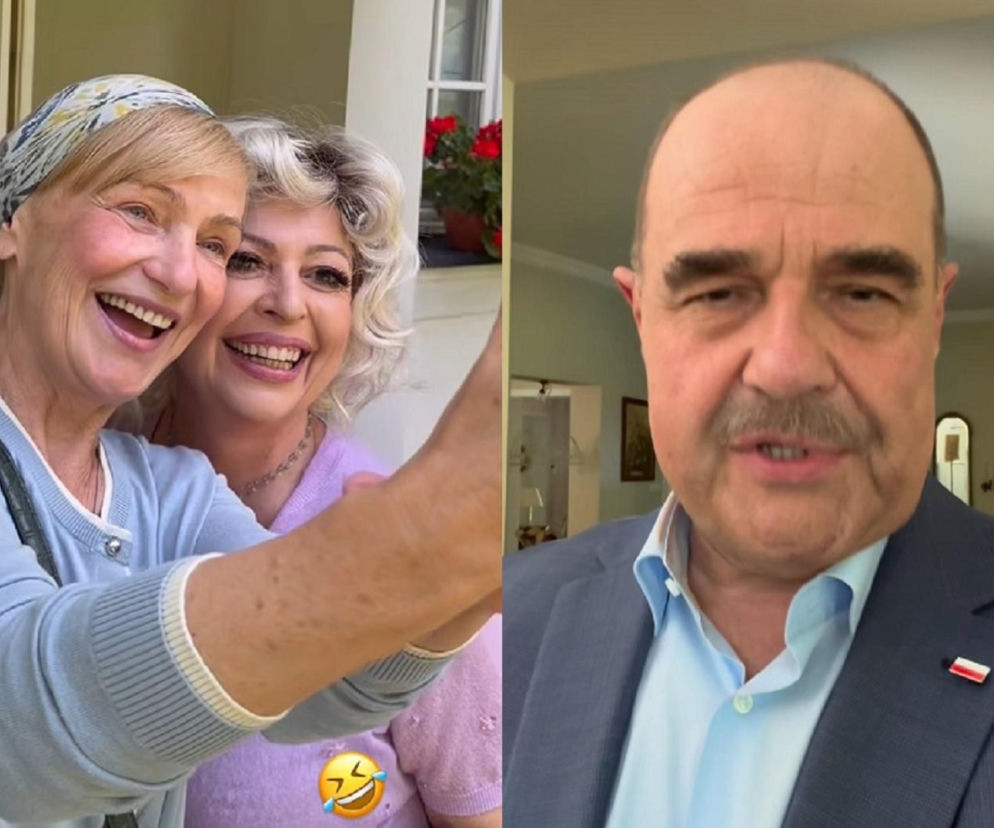 Uśmiechnięta Violetta Arlak i Cezary Żak na planie serialu. O nowym domu Koziołów przeczytasz na SE Superseriale.