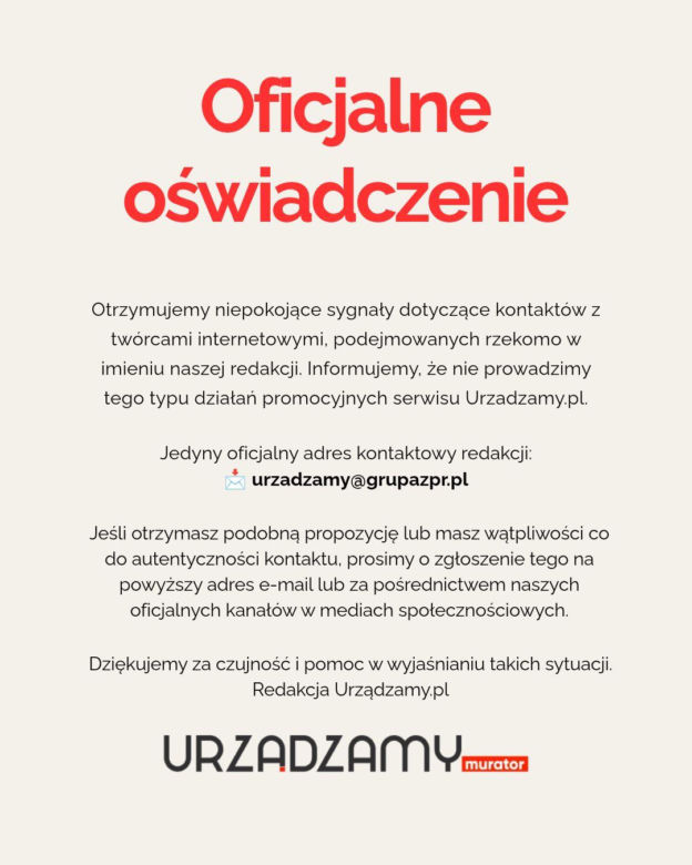Redakcja Urzadzamy.pl dementuje nieuprawnione działania promocyjne