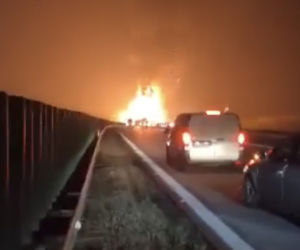 Potężny pożar ciężarówki na A4 pod Legnicą