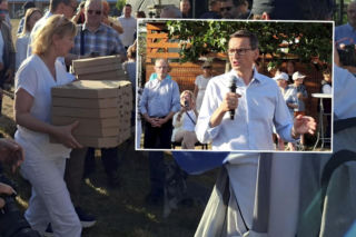 Morawiecki ogłasza na Jagodnie nowy obóz polityczny i rozdaje pizzę. „Tak jak zrobił to Karol Nawrocki”