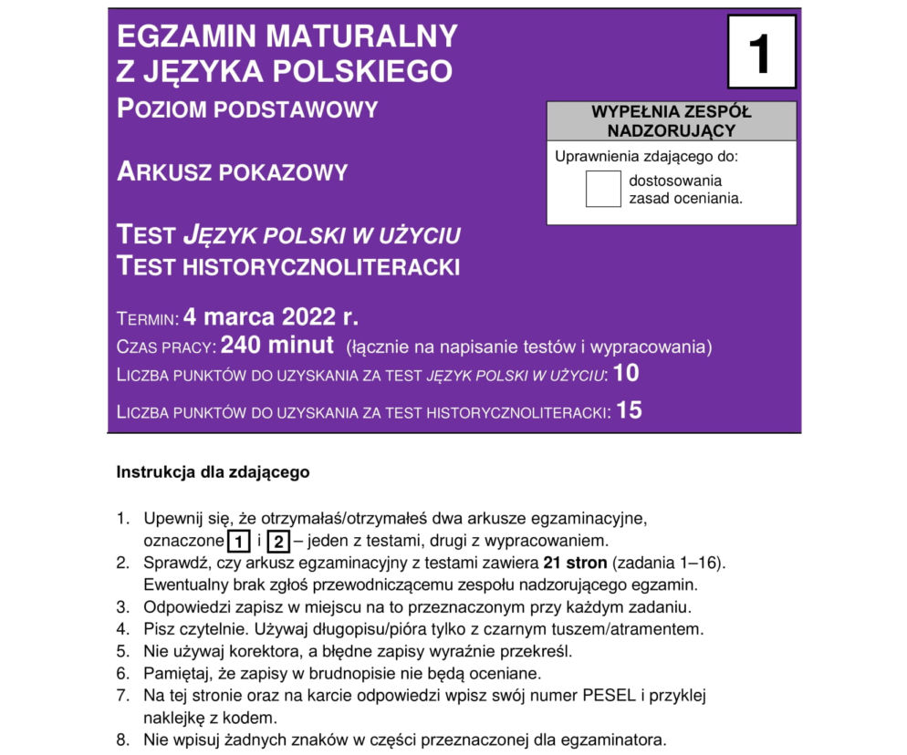 Matura 2023: arkusz przykładowy CKE język polski