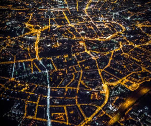 Wrocław nocą z lotu ptaka