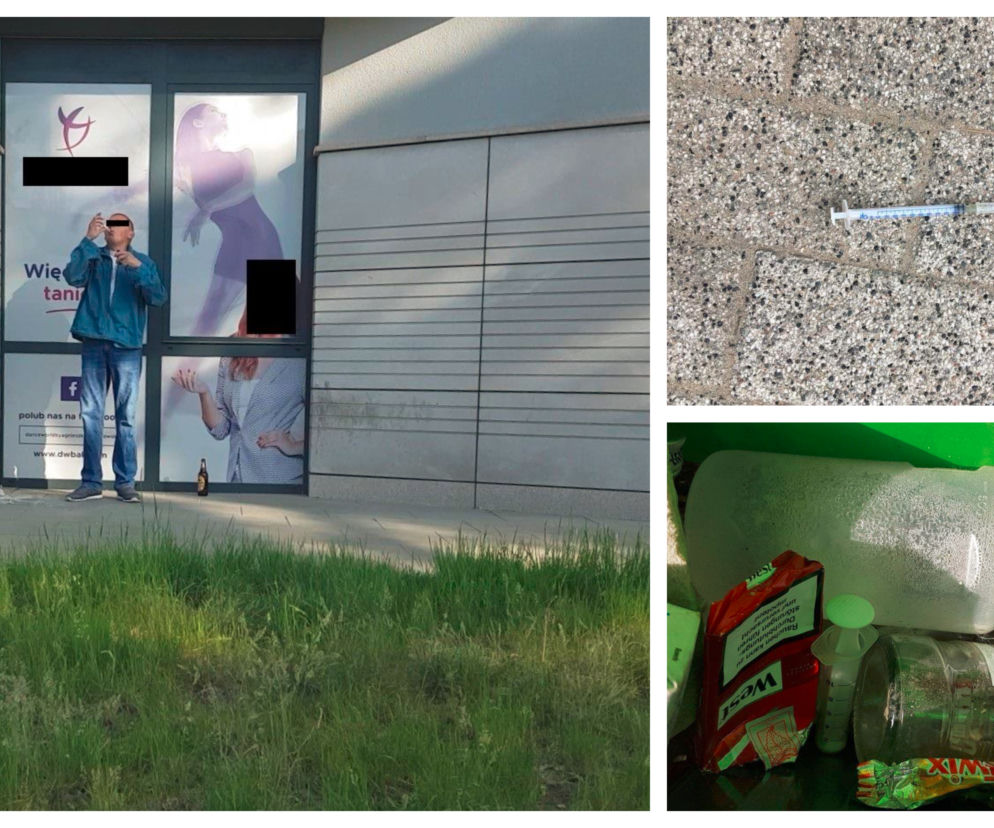 Strzykawki i igły codziennie leżą przed budynkiem