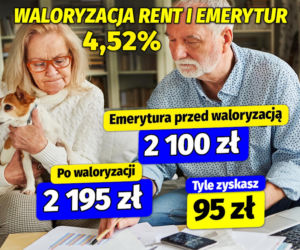 Waloryzacja rent i emerytur 4,52 procent