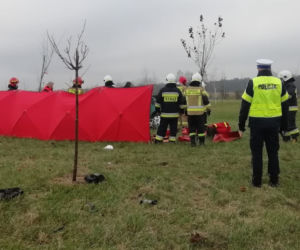 Mercedes wypadł z drogi i koziołkował