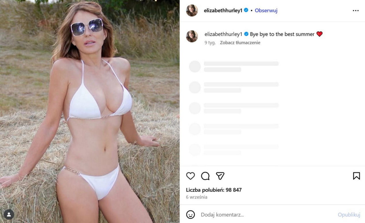 "Emerytka" Liz Hurley wygina się w bikini. Pozuje w luksusowej willi ojca kontrowersyjnej gwiazdy