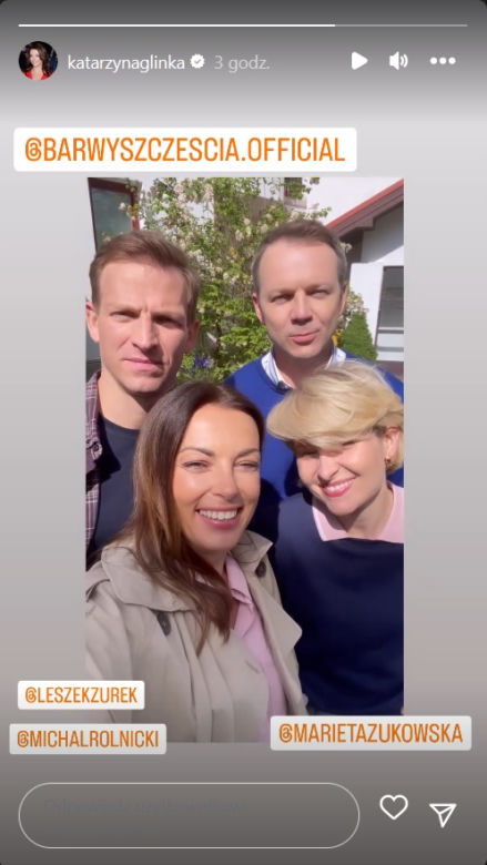 Barwy szczęścia po wakacjach 2023: Bożena (Marieta Żukowska), Bruno (Lesław Żurek), Kasia (Katarzyna Glinka), Łukasz (Michał Rolnicki)