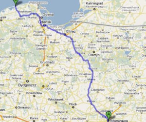 Trasa E77 Warszawa-Łeba - mapka