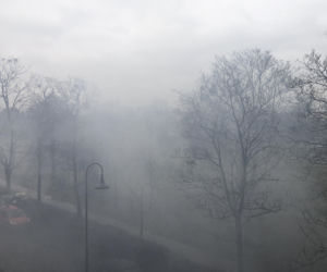Pożar na wrocławskim Sępolnie we Wrocławiu 