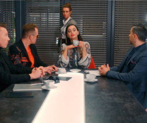 BrzydUla 2 odc. 117. Sławo (Piotr Rogucki), Miro (Rafał Mohr), Marek (Filip Bobek), Ula (Julia Kamińska), Paulina (Maja Hirsch)