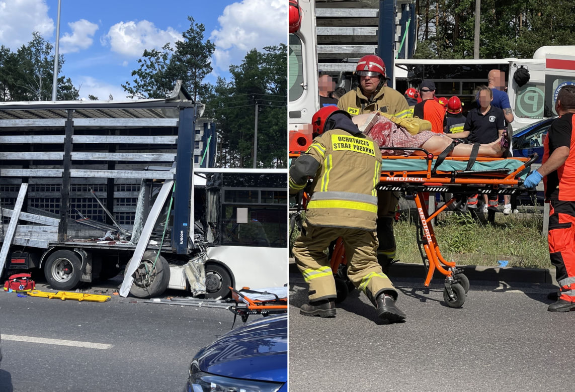 Wypadek miejskiego autobusu w Ząbkach