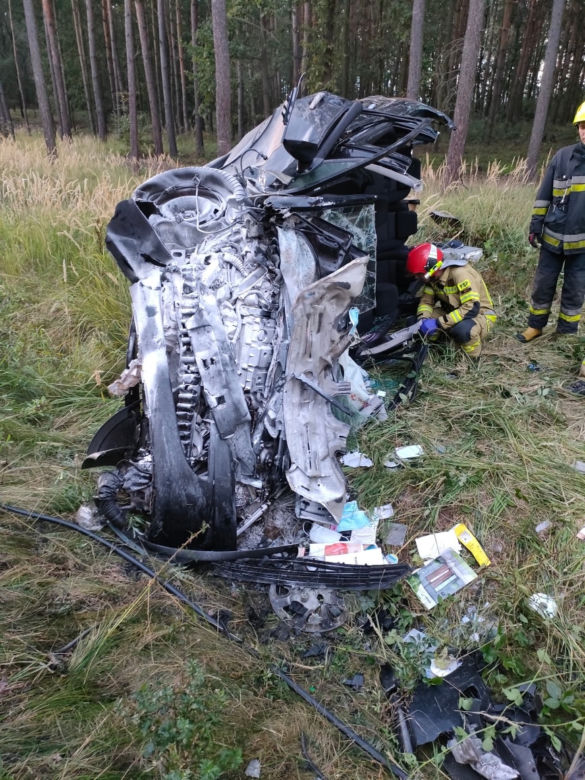 Wypadek pod Kościanem. Zderzenie samochodu z jeleniem doprowadziło do czołówki