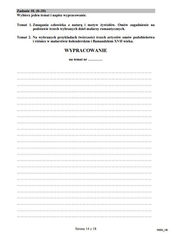 Matura 2016 - historia sztuki arkusze
