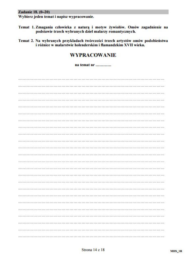Matura 2016 - historia sztuki arkusze