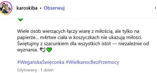 Karolina Skiba uderza w świąteczne tradycje. "Martwe ciała w koszyczkach"