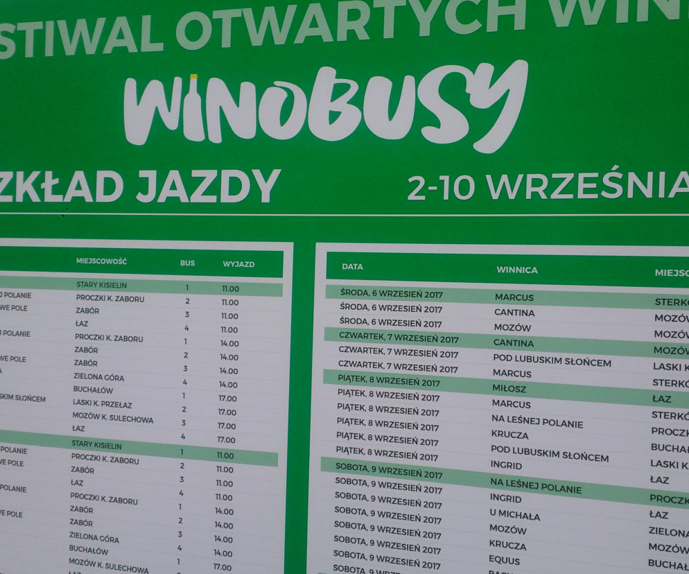 Winobusy będą kursować przez całe Winobranie