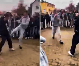 Uczniowie urządzili sobie „ustawkę” pod szkołą! Bójka na oczach tłumu. Nagrania trafiły do sieci 