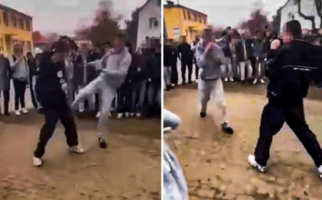 Uczniowie urządzili sobie „ustawkę” pod szkołą! Bójka na oczach tłumu. Nagrania trafiły do sieci 