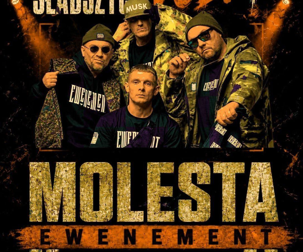 Plakat z zespołem Molesta Ewenement promujący akcję Silni dla Słabszych. O wydarzeniu przeczytasz w Eska Szczecin.