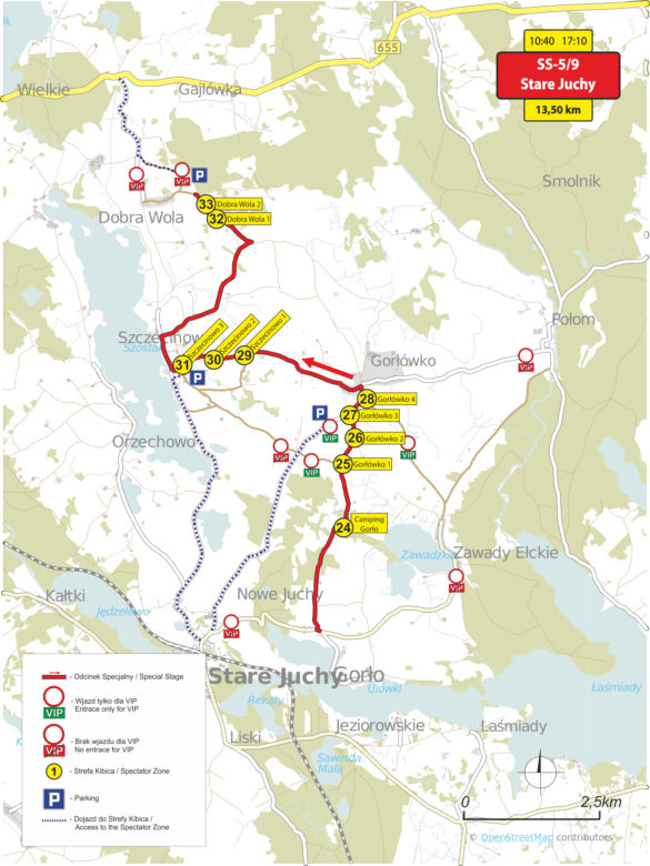 Rajd Polski 2017, odcinek specjalny Stare Juchy SS 5/9 - MAPA