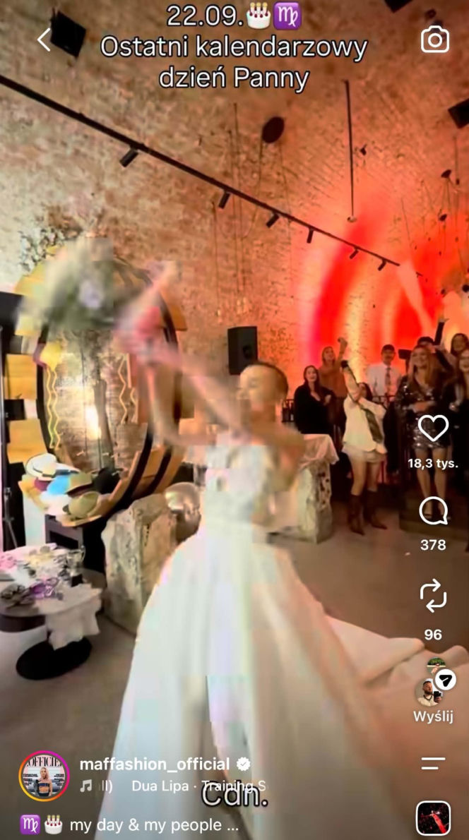 Maffashion w sukni ślubnej na imprezie urodzinowej
