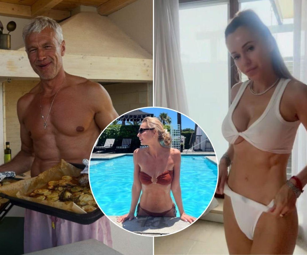 Michał Żebrowski z gołym torsem i Doda w białym bikini. Na miniaturze Małgorzata Socha w basenie. Czytaj w SE.