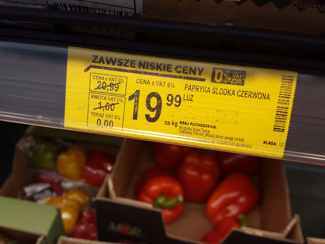 Ceny warzyw szokują! Kilogram papryki żółtej w markecie w Lesznie kosztuje 35 złotych