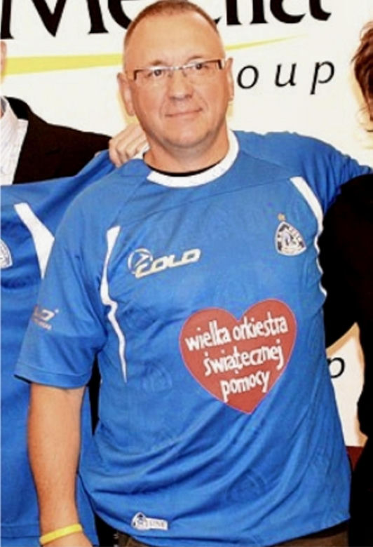Jerzy Owsiak w koszulce Ruchu Chorzów
