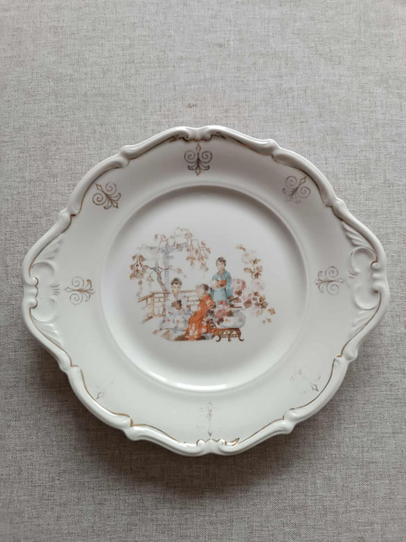 Półmisek japoński, ozdobny porcelanowy z zakładu Wałbrzych
