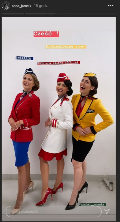 Adriana Kalska, Anna Jarosik i Marta Wierzbicka w spektaklu "Boeing Boeing"