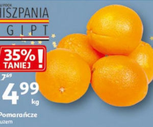  pomarańcze 4,99 zł, gruszki 4,49 zł