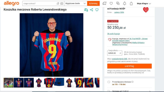 Cenna pamiątka Roberta Lewandowskiego na aukcji WOŚP. Cena licytacji robi wrażenie