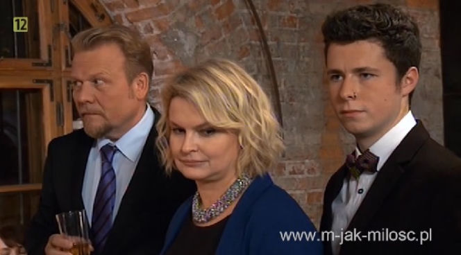 M jak miłość. Łukasz (Adrian Żuchewicz), Marta (Dominika Ostałowska), Janek (Jacek Lenartowicz)