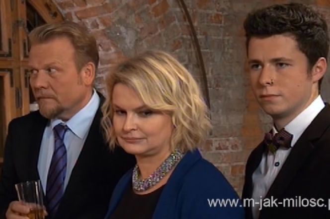 M jak miłość. Łukasz (Adrian Żuchewicz), Marta (Dominika Ostałowska), Janek (Jacek Lenartowicz)