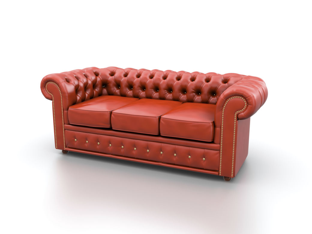 Sofa chesterfield, czerwona skóra