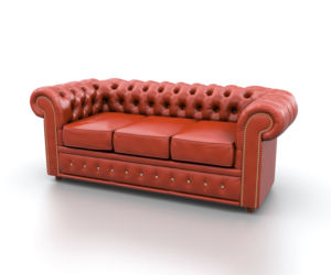 Sofa chesterfield, czerwona skóra