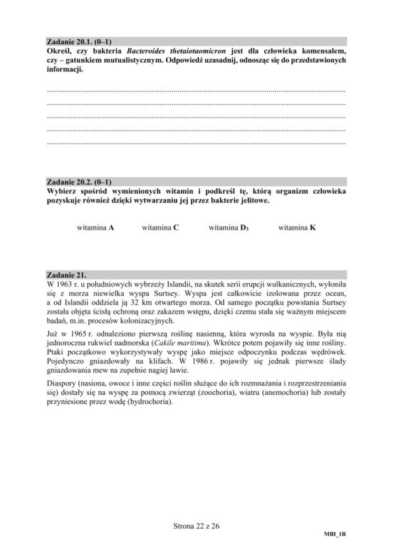 Matura 2020 ARKUSZE CKE z biologii POZIOM ROZSZERZONY 
