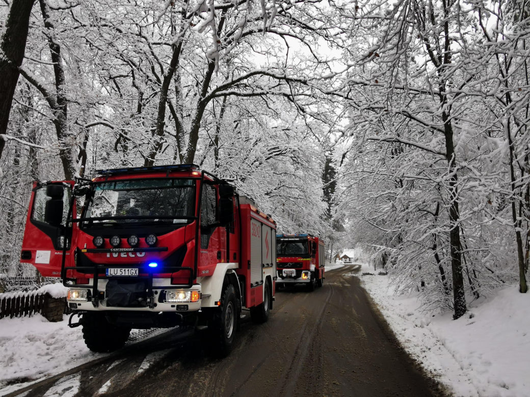 Interwencje strażaków po pierwszym ataku zimy  na Zamojszczyźnie