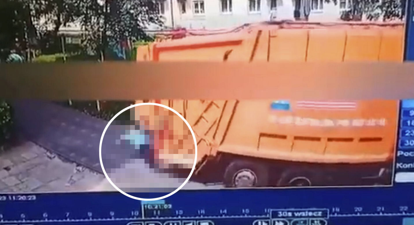 Wyciekło drastyczne nagranie. Śmieciarka zmiażdżyła spacerującą po chodniku emerytkę 