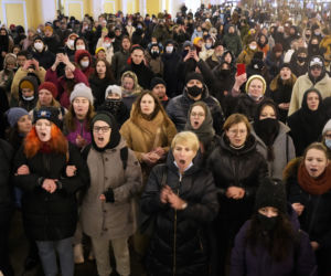 Protesty w Rosji przeciwko wojnie z Ukrainą.