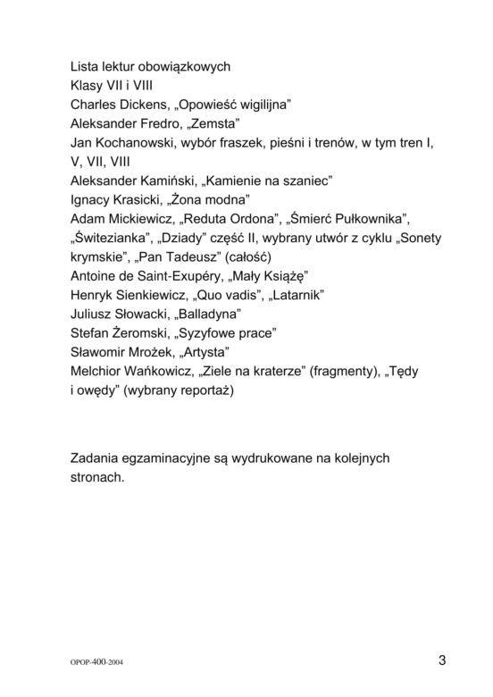 Egzamin ósmoklasisty 2020 - arkusz egzaminacyjny z jęz. polskiego