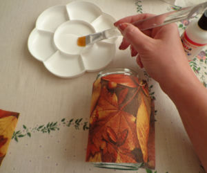 Jesienny lampion decoupage