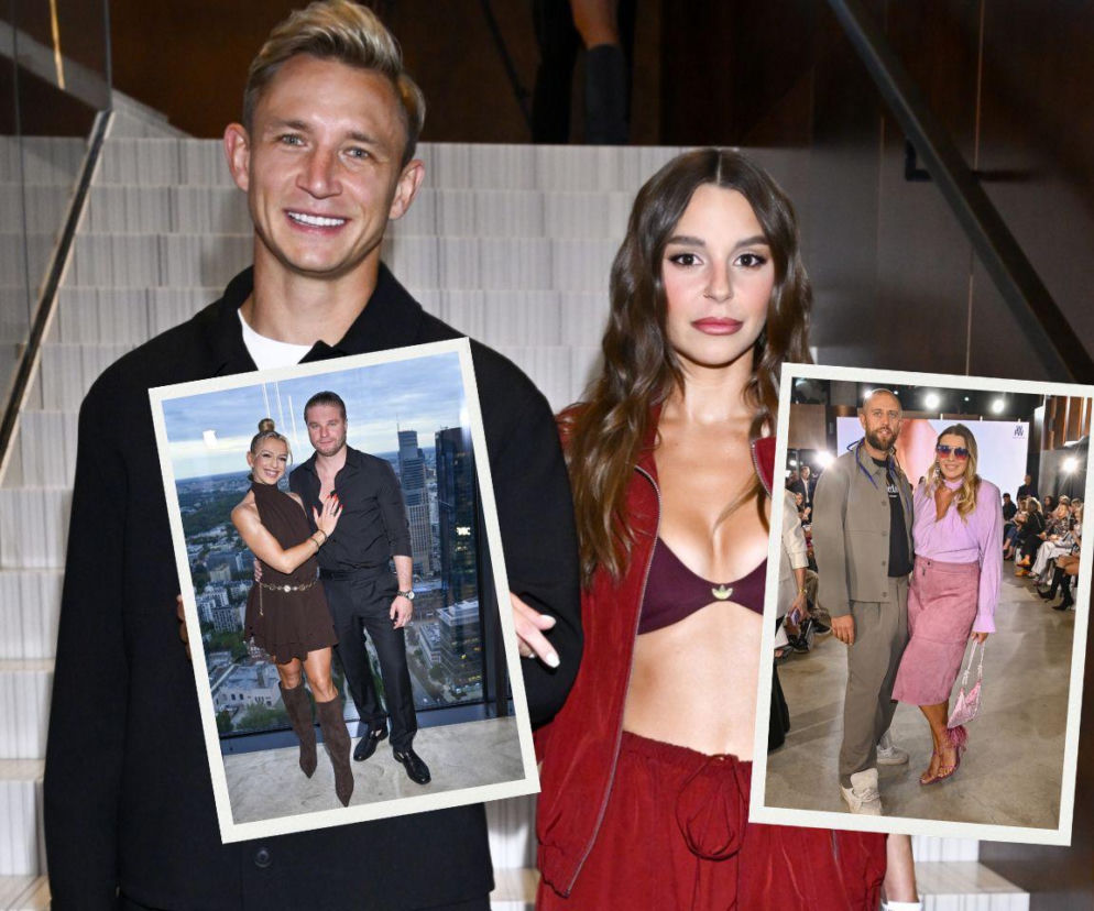 Jakub i Paulina Rzeźniczak na Warsaw Fashion Week. Obok wstawki z innymi parami. O relacji z gali przeczytasz na SE.