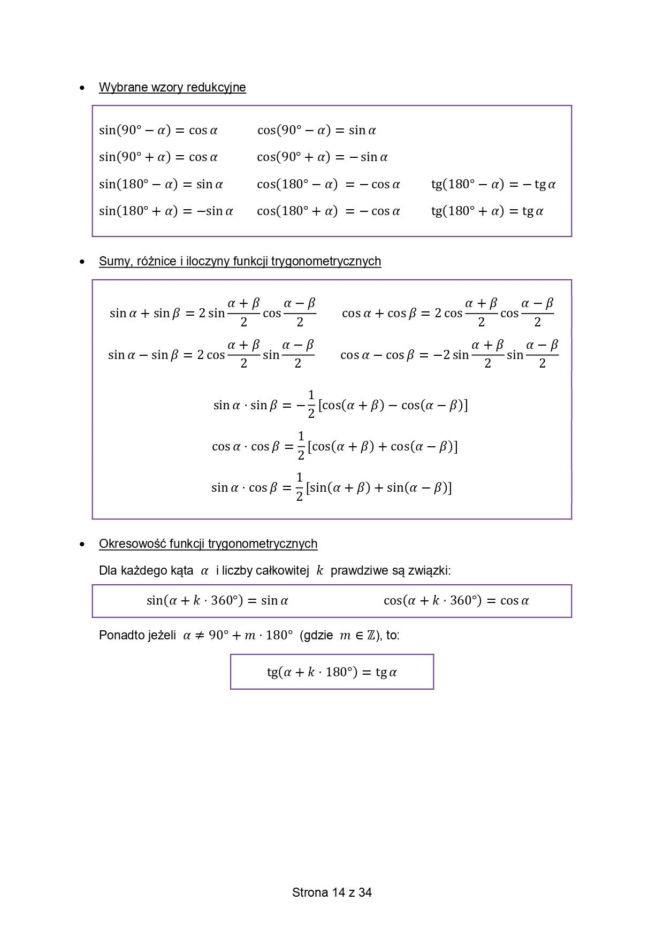 wzory matematyczne matura 2026