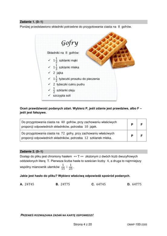 Egzamin ósmoklasisty 2023 - matematyka