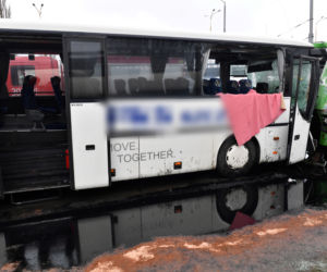  Miejsce zderzenia dwóch autobusów na ul. Gdańskiej w Szczecinie