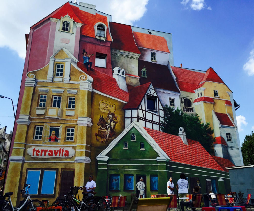 Trójwymiarowy mural na Śródce w Poznaniu