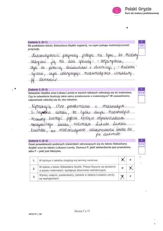 Odpowiedzi matura próbna z języka polskiego 2024 