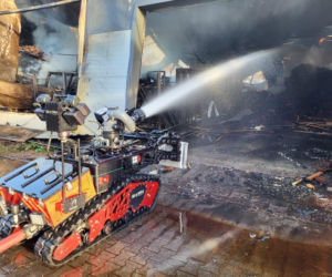 Robot gaszący. Akcja strażaków w Racocie